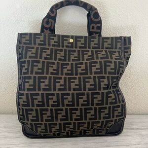 FENDI Vintage Zucca Monogram Canvas Foldable Tote Bag